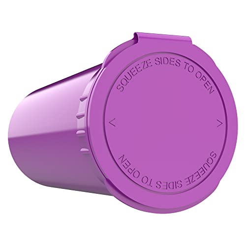 Dragon Chewer 13 Dram CR Plastic Packaging Pop Top Containers - Child Resistant Travel Holder Vial Bottles - 315 qty (Purple) - color: Purple
