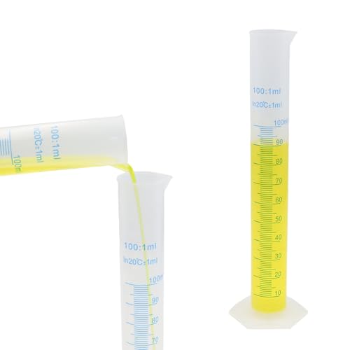 5 Pcs 100ml Plastic Measuring Cylinder, Transparent 2-Sided Graduated Cylinders Lab Supplies Laboratory Tools