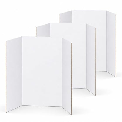 Fold Poster Board 36 x 48 Inch, 3PCS White Trifold Display Board for Science Fair Projects, School Presentations, Exhibits, Classroom and Office Displays - color: White, size: 3PCS