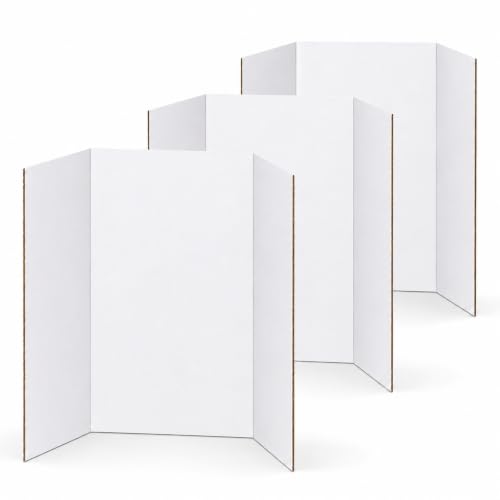 Fold Poster Board 36 x 48 Inch, 3PCS White Trifold Display Board for Science Fair Projects, School Presentations, Exhibits, Classroom and Office Displays - color: White, size: 3PCS