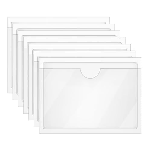 Tupalizy 10PCS Clear Adhesive Business Card Holder with Top Open Small Plastic Card Sleeves Pockets for Storage Bins Boxes Organizing Label Notebooks Name Tags Classroom Desk Planners,3.5x2.4 Inch - size: 3.5x2.4 Inch