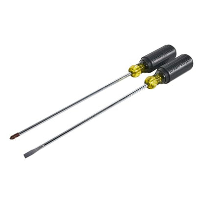 Klein Tools 85072 2-Piece Screwdriver Se, Made in USA, with Long Blade Slotted and Phillips Screwdrivers, Heat Treated Shafts and Cushioned Grips