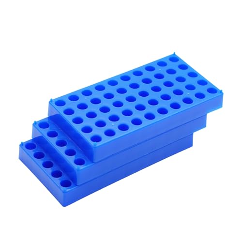 3 Pcs Vial Rack, 50 Holes for 2mL HPLC Sample Bottles, 12mm Diameter - color: Blue, size: 12mm