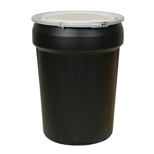 Eagle Plastic Drum, 30 Gallon Drum, DOT Compliant, Made in USA, Black - color: Black, size: 30 Gallon, style: Metal Lever-Lock