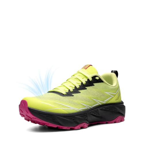 NORTIV 8 Women's Breathable Trail Running Shoes - color: Lemon Green, size: 9.5
