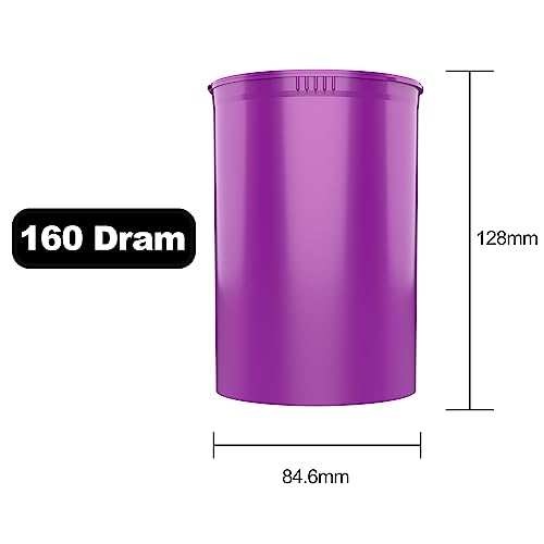 Dragon Chewer 160 Dram CR Plastic Packaging Pop Top Containers - Child Resistant Travel Holder Vial Bottles - 33 qty (Purple) - color: Purple