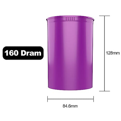 Dragon Chewer 160 Dram CR Plastic Packaging Pop Top Containers - Child Resistant Travel Holder Vial Bottles - 33 qty (Purple) - color: Purple