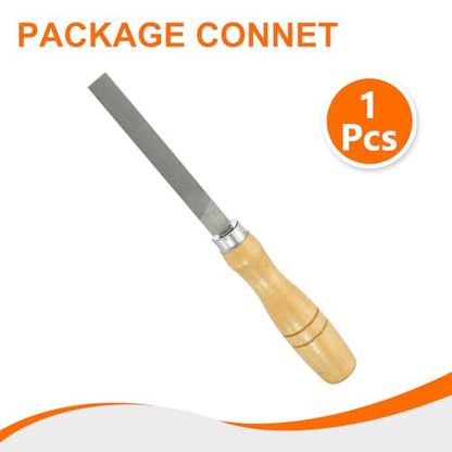HARFINGTON Flat Medium Cut File 4" Double Cut Teeth High Carbon Steel Hand Rasp File with Wood Handle for Metal Wood Deburring Removing - size: 4", style: Medium