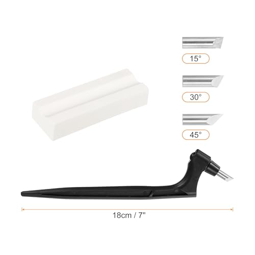 HARFINGTON Craft Cutting Tools 15/30/45 Degree Blades 360 Degree Rotating Blade Stainless Steel Cutter Pen Knife with Sharpening Stone for DIY Crafts Stencils Scrapbooks, Black - color: Black