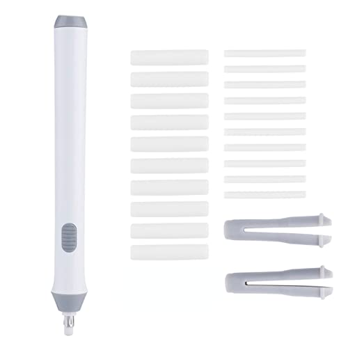 Electric Eraser Kit Automatic Pencil Eraser Battery Operated with 20 Eraser Refills Detailer Tool for Artists Sketching Pencils/Drafting Pencil/Graphite(White) - color: White