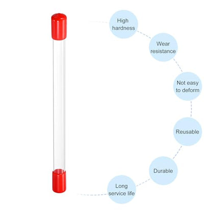 PATIKIL Clear Rigid Tube Round Plastic Tubing with Red Rubber Caps Polycarbonate Water Pipe, 305mm/ 12 Inch Length, 11mmx12mm/0.43"x0.47", 2 Set - color: Red,Clear, size: 0.43"x0.47"