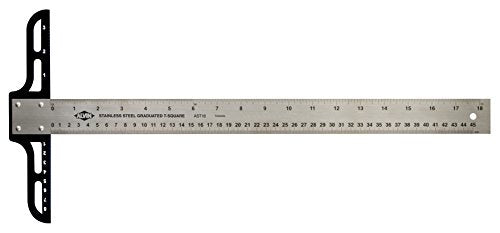 ALVIN AST18 Stainless Steel Graduated T-Square with 1.5 Inch Blade, Drawing and Design Tool, Great for Carpentry, Drafting, Architecture, Engineering, and AST 18 Inches - size: 18", style: Graduated