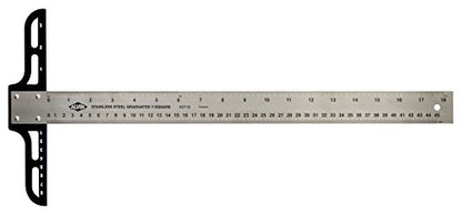 ALVIN AST18 Stainless Steel Graduated T-Square with 1.5 Inch Blade, Drawing and Design Tool, Great for Carpentry, Drafting, Architecture, Engineering, and AST 18 Inches - size: 18", style: Graduated