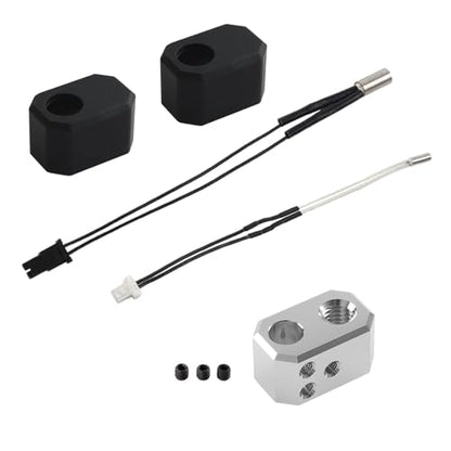 MK4 Heating Block Kit,3D Printer Xirbbo Hotend 24V 40W Heating Cartridge, Heating Block and Silicone Sleeve Accessories for Prusa i3 MK4 3D Printer Thermistors Heater Element with Silicone Socks 2pcs