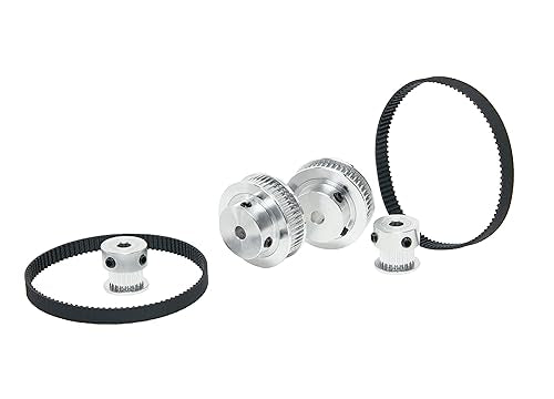 2PCS Set 2GT Aluminum Timing Pulley 20&48 Teeth 6.35mm Bore Synchronous Wheel with 2PCS Length 200mm Width 6mm Belt (20-48T-6.35B-6) - size: 6.35MM Bore, style: 20-48T-6.35B-6MM