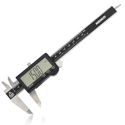NEIKO 01401A 6-Inch Electronic Digital Caliper, Stainless Steel, Extra Large LCD Screen, Measurement Conversions for Inches, Millimeters, and Fractions - size: 6 Inch, XL Screen, style: Stainless Steel