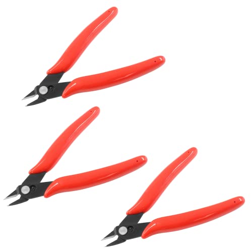 Bivethoi 3pcs Micro Wire Cutters Flush Cut Snips, 5 Inch, Red - color: Red