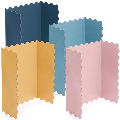 Mooliwe 4 Pack 21" x 14" Trifold Poster Board Scalloped, Morandi - color: Morandi, size: 21" X 14"