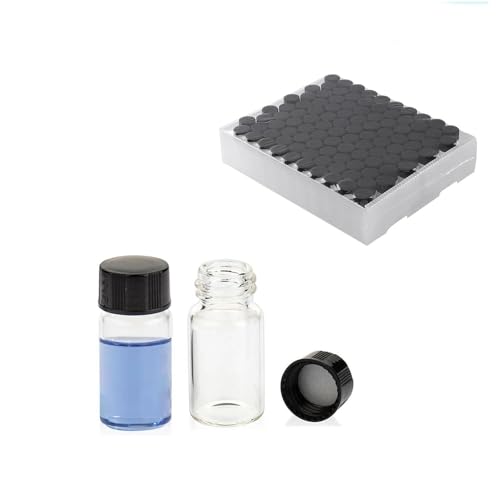 3ML Clear Glass Sample Vial, Liquid Sampling Sample Glass Bottle, Borosilicate Storage Glass Vial,16 * 33mm, Black 13-425 Polypropylene Screw Cap with PE Liners, Pack of 100 - size: 3ML