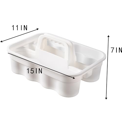 Matthew Large Plastic Tote Tool & Deluxe Supply Cleaning Caddy with Handle Portable Shower Basket Storage Caddy for Cleaning Products Organizer,Take-Out Coffee/Soft Drink,Bath Multi Use - White - color: White, size: Pack of 1
