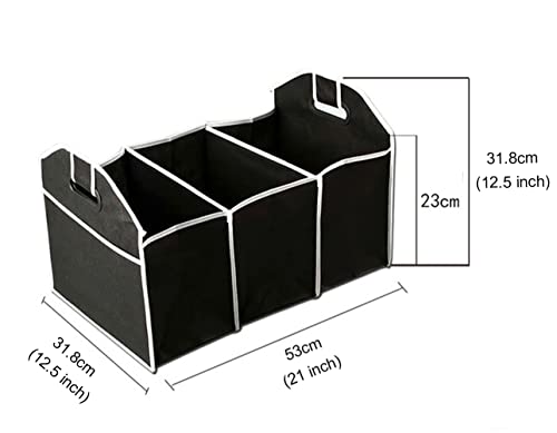 Car Trunk Organizer, Black, 3 Large Sections of Storage, Store Your Cleaning Supplies, Emergency Gear, Groceries, Tools, Great For On The Go Moms
