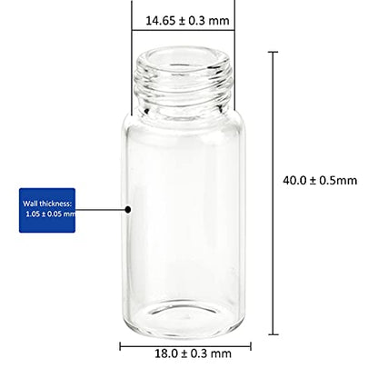 ALWSCI 100PCS 5ML Clear Tiny Glass Vials with Screw Caps - color: Clear Glass Sample Vial, size: 5ML 18*40MM