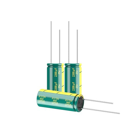 5-Pack 25V 2200uF Premium Quality Low ESR Electrolytic Capacitors 10x25mm (0.4x0.99in), 25Volt 2200MFD High-Frequency Caps with Superior Performance