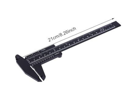 Penta Angel 2Pcs Plastic Caliper Inch/Metric 6Inch 150mm Mini Caliper Double Scale Ruler Measuring Tool for Student (Gray and Black)