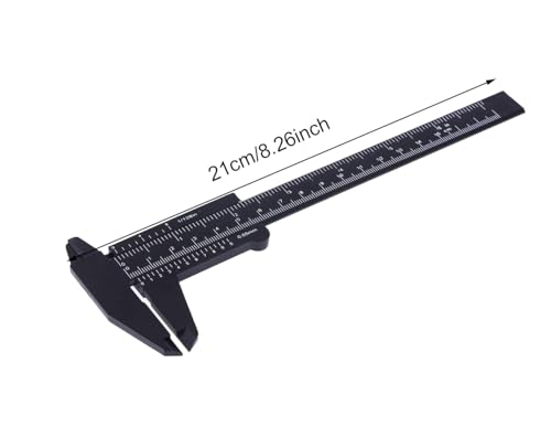 Penta Angel 2Pcs Plastic Caliper Inch/Metric 6Inch 150mm Mini Caliper Double Scale Ruler Measuring Tool for Student (Gray and Black)