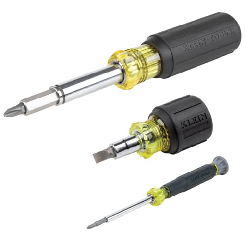 Klein Tools 80045 Screwdriver and Nut Driver Tool Kit, Includes Magnetic 11 in 1, Multi-Bit Stubby and Electronics Screwdrivers, 3-Piece - style: 3-Piece Kit