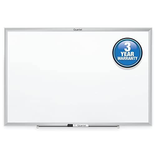 Quartet Dry Erase White Board 36"W x 24"H Non-Magnetic Whiteboard, Total Erase, Silver Aluminum Frame (S533) - color: Silver, size: 36"W x 24"H