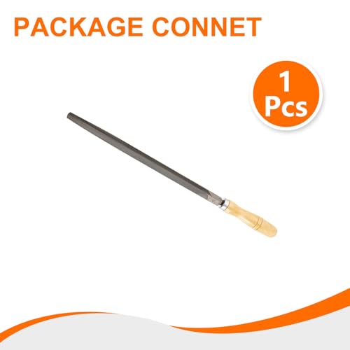 HARFINGTON Triangle Thin Teeth Cut File 12" Double Cut Teeth High Carbon Steel Hand Rasp File Wood Handle for Metal Wood Deburring Removing - size: 12", style: Thin