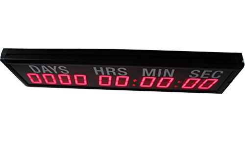 AZOOU 2.3-Inch 10 Digits Red LED Timer Countdown/Up Wall Mounted Clock with Days Hours Minutes Seconds