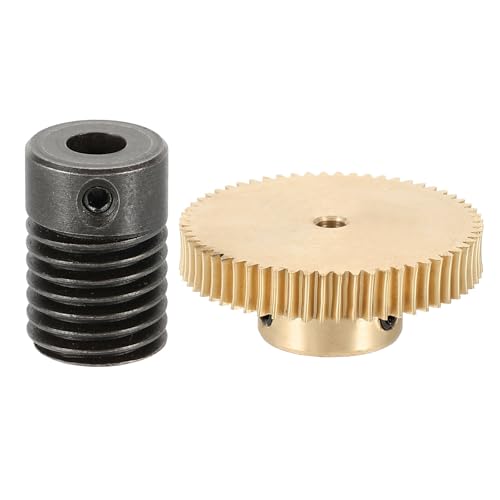 uxcell Worm Gear Set 60T 0.5 Module 60:1 Reduction Rate, Right Rotation Drive Gear Box Wheel Reduce Transmission Part (Brass Gear-3mm Bore, #45 Steel Rod 5mm Bore) - size: Gear-3mm, Rod-5mm Bore, style: 0.5M-60T
