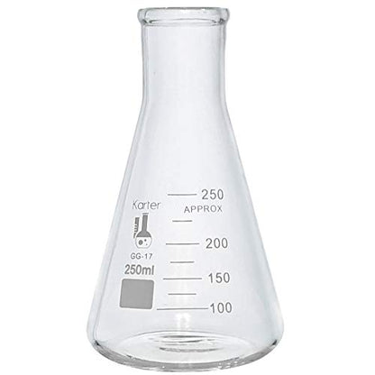 250ml Narrow Mouth Erlenmeyer Flask, Borosilicate 3.3 Glass, Karter Scientific 213G7 (Case of 48) - size: 250ml, style: Pack of 48