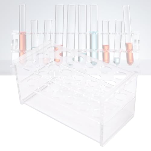 RUIAN Test Tube Holder Acrylic Lab Stand Rack 18-Well 17mm Diameter for 10ml Centrifuge Tubes, Durable Space-Saving Desktop Organizer for Laboratory, School & Science Classroom