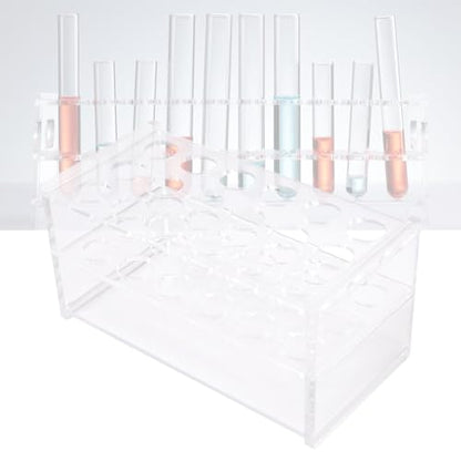 RUIAN Test Tube Holder Acrylic Lab Stand Rack 18-Well 17mm Diameter for 10ml Centrifuge Tubes, Durable Space-Saving Desktop Organizer for Laboratory, School & Science Classroom