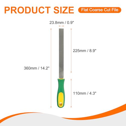 HARFINGTON Flat Coarse Cut File 10" Double Cut Teeth High Carbon Steel Hand Rasp File with Plastic Handle for Metal Wood Deburring Removing - size: 10", style: Coarse