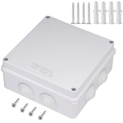Zulkit Junction Box ABS Plastic Dustproof Waterproof IP65 Universal Electrical Boxes Project Enclosure White 5.9 x 5.9 x 2.8 inch (150 x 150 x 70mm) - size: 5.9" x 5.9" x 2.8"