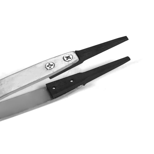 Utoolmart ESD-242 Precision Anti-Static Carbon Fiber Tweezers Stainless Steel Tweezers for Craft Jewelry Electronics - color: 1pcs, size: ESD-242