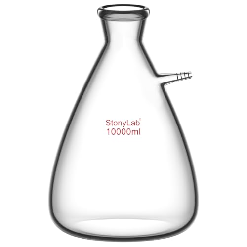 stonylab Glass 10000ml Heavy Wall Borosilicate Glass Filtering Flask, Bolt Neck with Tubulation, 10L - size: 10000 ml