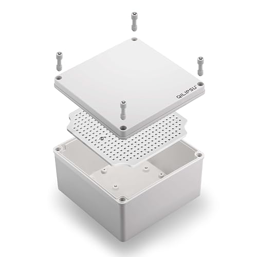 QILIPSU Outdoor Junction Box IP67 Waterproof Project Box ABS Plastic Weatherproof Electrical Enclosure Gray Cover (4.9"x4.9"x3.9") - color: Grey Cover, size: 4.9"x4.9"x3.9"