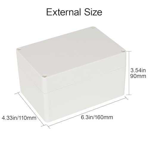 LeMotech Waterproof Dustproof IP65 ABS Plastic Junction Box Universal Electric Project Enclosure Pale Gray 6.3 x 4.3 x 3.5 inch (160 x 110 x 90 mm) - size: 6.3"x4.3"x3.5"