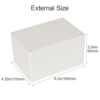 LeMotech Waterproof Dustproof IP65 ABS Plastic Junction Box Universal Electric Project Enclosure Pale Gray 6.3 x 4.3 x 3.5 inch (160 x 110 x 90 mm) - size: 6.3"x4.3"x3.5"