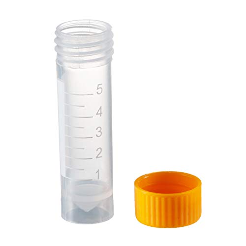 50Pcs 5ml Plastic Graduated Vial Sample Bottle Container with Orange Caps