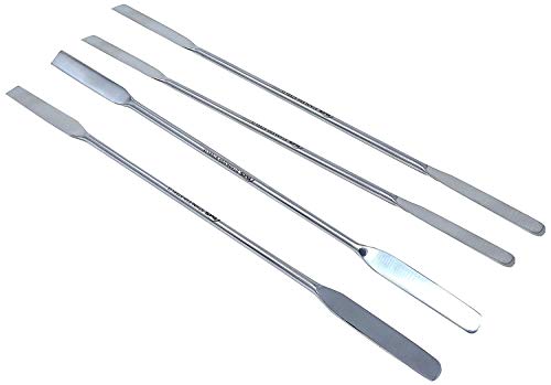 A2Z-SQRD4-7 Stainless Steel Double Ended Micro Lab Spatula Sampler, Square & Round End, 7" Length, 4/Pack