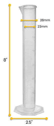 EISCO Graduated Cylinder, 50mL - Class B Tolerance - Octagonal Base - Polypropylene Plastic - Industrial Quality, Autoclavable
