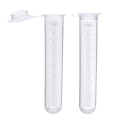 10ml centrifuge Tubes 200PCS,Centrifuge Tubes with Attached Lid,Clear Round Micro Centrifuge,Small Sample Bottle Vials Container for Lab,Plastic Lab Snap Tubes,Clear Graduation - size: 10ml-whtie