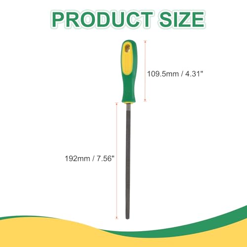 HARFINGTON 8" Round Coarse Cut File Double Cut Teeth Coarse Metal File High Carbon Steel T12 with Plastic Handle for Metal Wood Finishing Roughing, Grey/Yellow-Green - size: 8", style: Coarse Cut