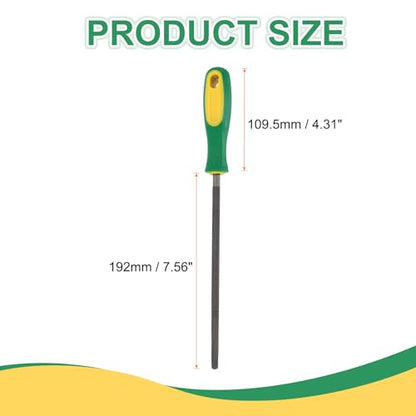 HARFINGTON 8" Round Coarse Cut File Double Cut Teeth Coarse Metal File High Carbon Steel T12 with Plastic Handle for Metal Wood Finishing Roughing, Grey/Yellow-Green - size: 8", style: Coarse Cut